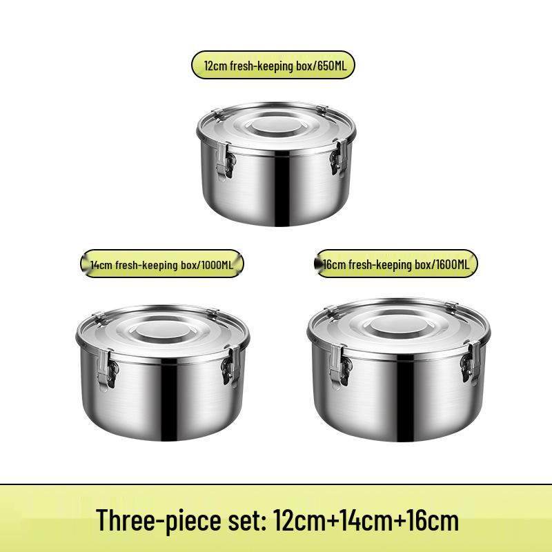 304 Stainless Steel Leak-Proof Korean Bento Lunch Box Set - 3-Piece Fresh-Keeping Containers