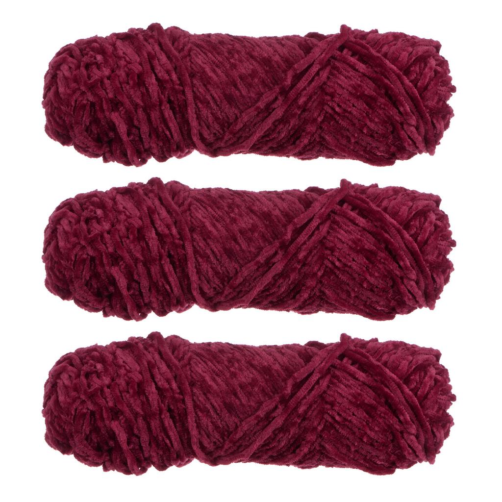 3 Skeins Chenille Yarn Soft Blanket Yarn Polyester Velvet Fancy Fluffy Yarn Knitting for Crochet Weaving Scarf, White