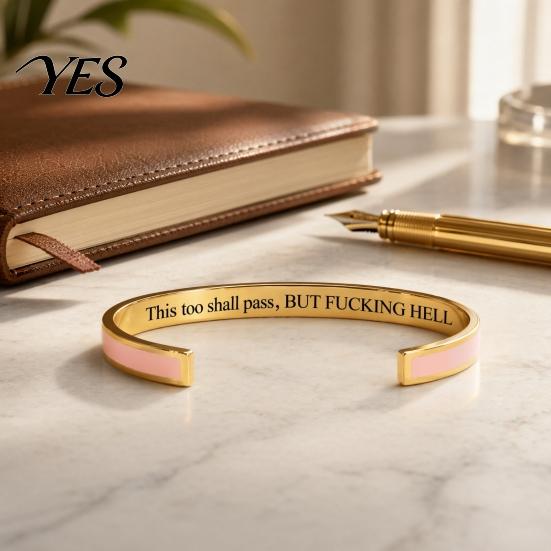 Bracciale Semplice di Alta Gamma Anche Questo Passerà Bracciale a Braccialetto con Mantra, Regolabile Inciso Motivazionale Comodo Braccialetto da Polso Informazioni Nascoste