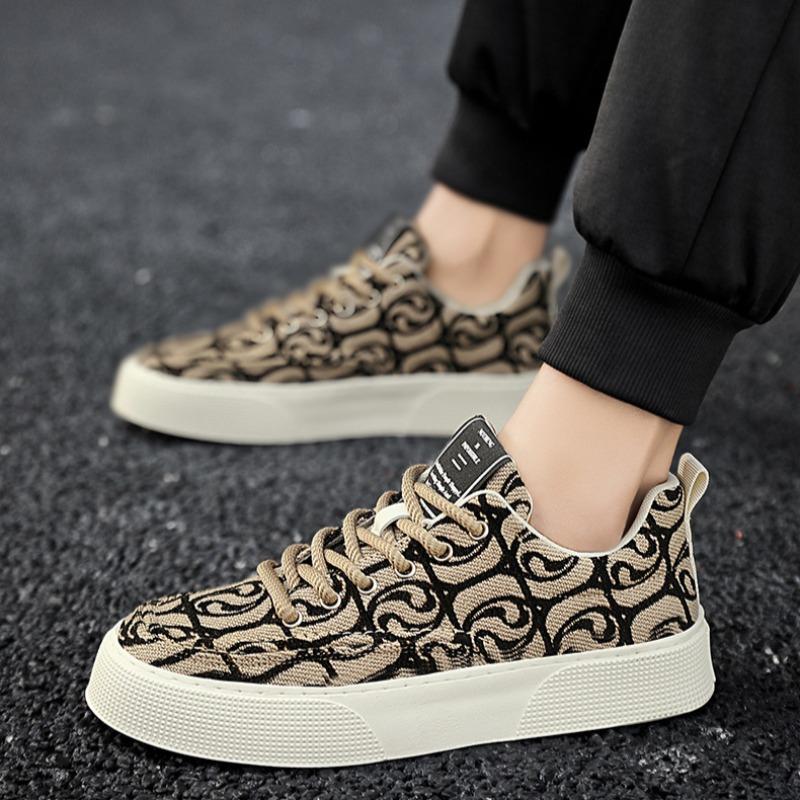Men's Canvas Shoes 2025 Autumn Comfortable Casual Shoes for Men Graffiti Prints Design Vulcanize Shoes Low Top Platform Sneakers