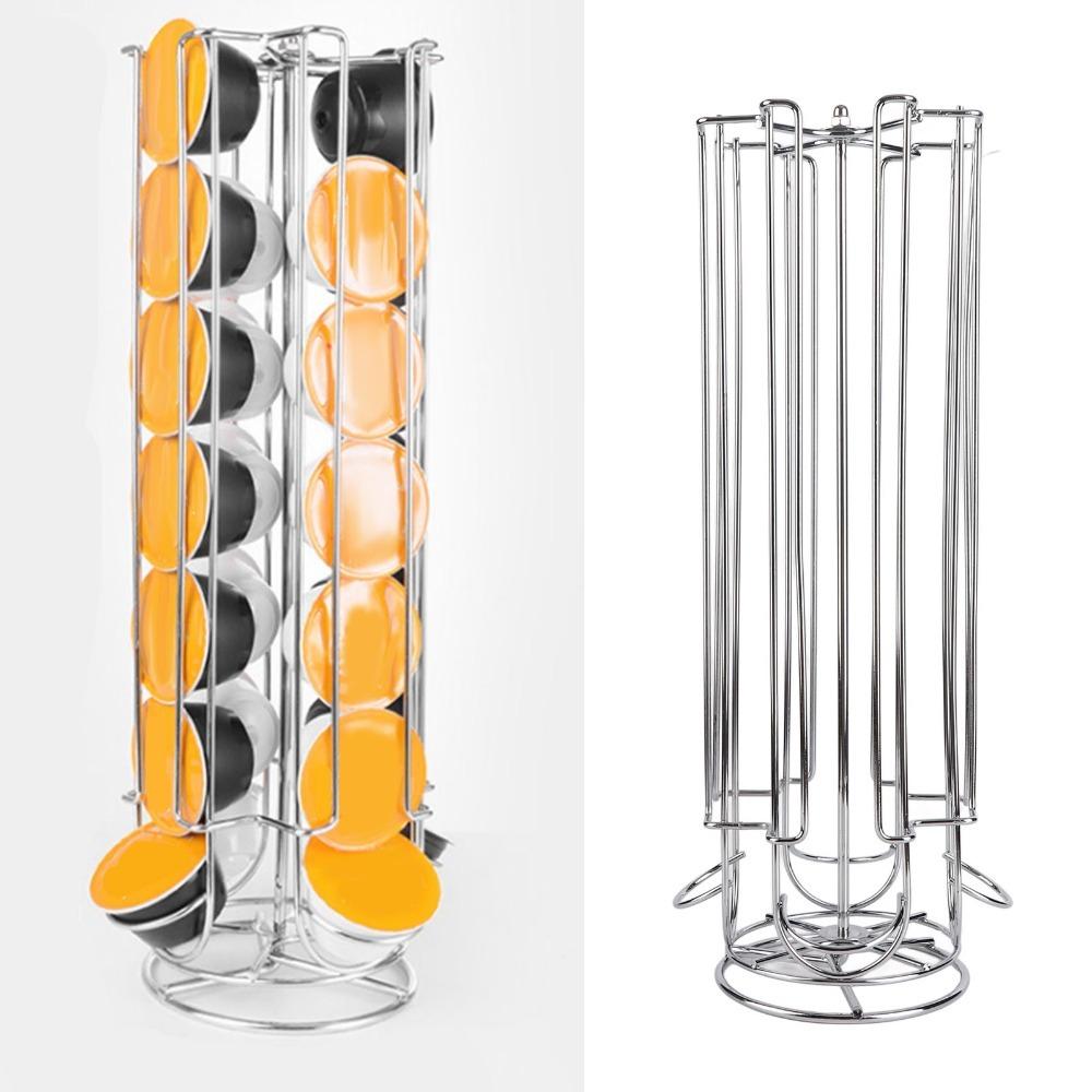 360 Degree Rotatable Coffee Pod Holder Tower Stand Base Rotating Coffee Rack  Kitchen Countertop