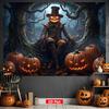 [2D Flat] 1 piece spine-tingling Halloween Badrop Banner featuring a pumpkin-headed scarecrow design.zyc