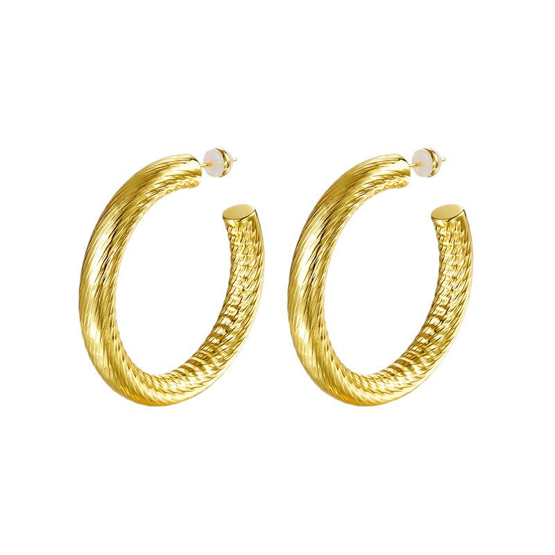 Stylish Textured Hoop Earrings for Women - Elegant Gold & Silver Versatile Ear Accessories