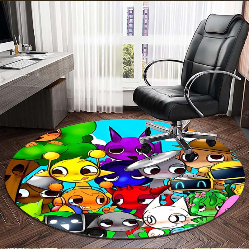 Sprunki Game Print Round Rug, Washable Floor Carpet, For Entryway Dorm Laundry Room Office Study, Home Decor Birthday Christmas Gift