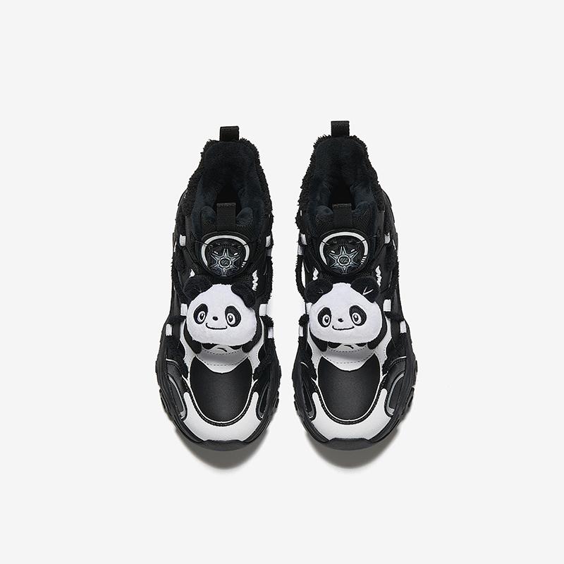 Anta Kids Warm Bear Trendy Fashion Thickened Non-Slip Warm Mid-Top Casual Shoes Kids Casual Shoes Black White A22446901-6