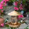 Bird Feeder with Rainproof Roof Metal Feeder Large Capacity Grain Storage Bin And Tray Feeder for Outdoor Garden Patio