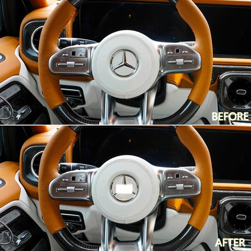 Car Interior Rhinestone Ornament Accessories,Mercedes Car Accessories,Mercedes Accessories,Shiny Car Steering Wheel Diamond Sticker,Compatible with