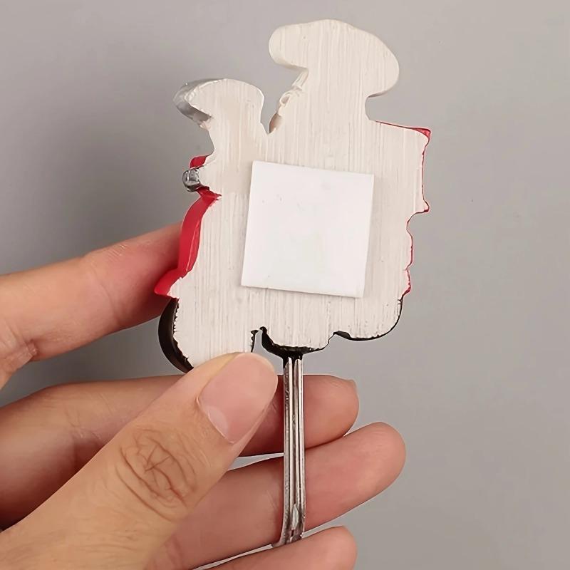 4pcs Resin Chef-shaped Adhesive Hooks, Cute Kitchen Decor for Home, Garage Storage.