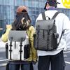 Schoolbag Backpack PU Plaid Casual Commuter Backpack Large Capacity Outdoor Travel Laptop Backpack
