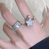Y2K Letter Bilayer Star Open Ring for Women Girls Sweet Hollow Dropwise Glaze Pentagram Lucky Finger Accessories Fashion Jewelry