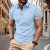 New Men's Casual POLO Shirt Lapel Collage Pull Stripes Button Business Solid Colour T-shirt Tops