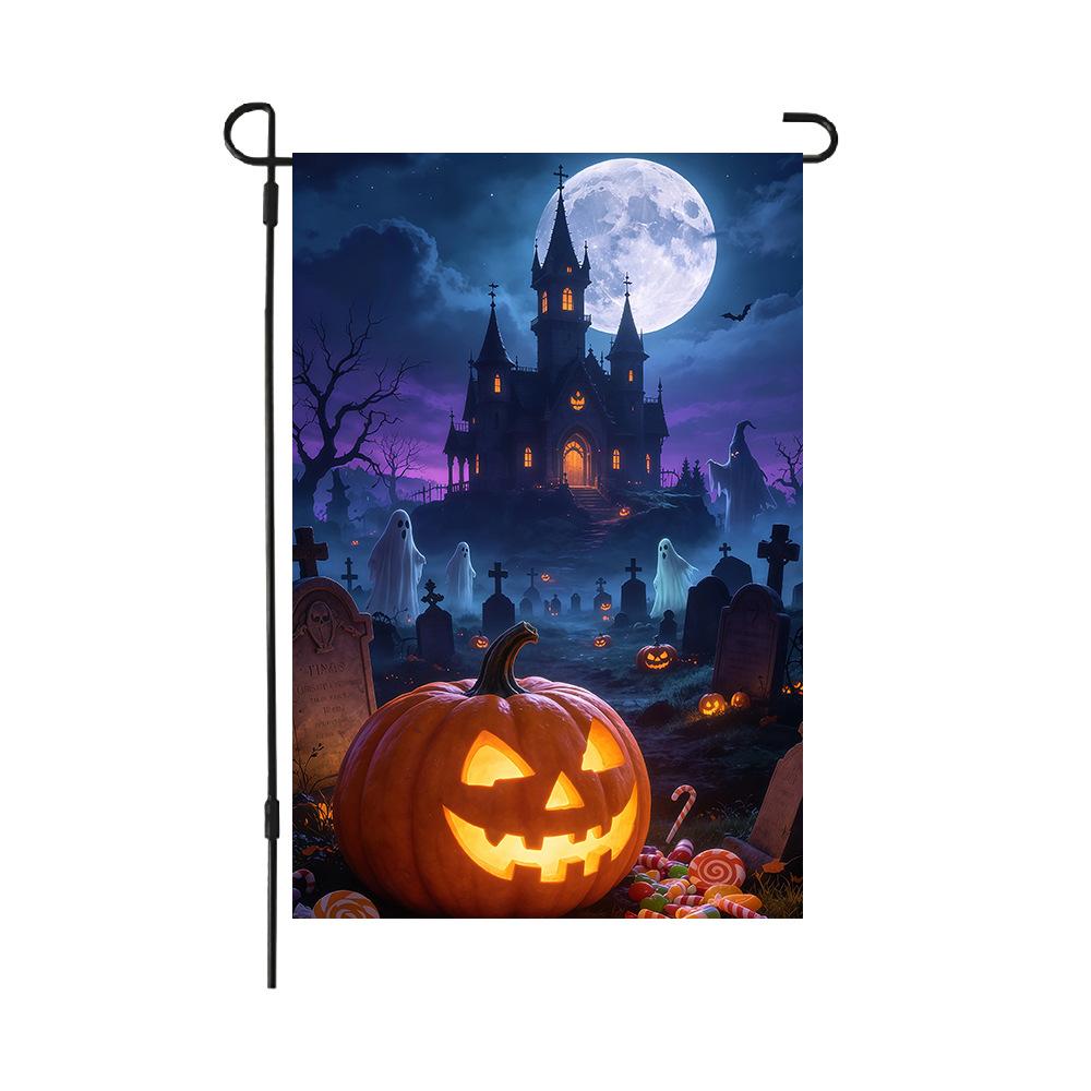 Halloween Garden Flag Linen Double Sided Yard Decoration Flag (2pcs)
