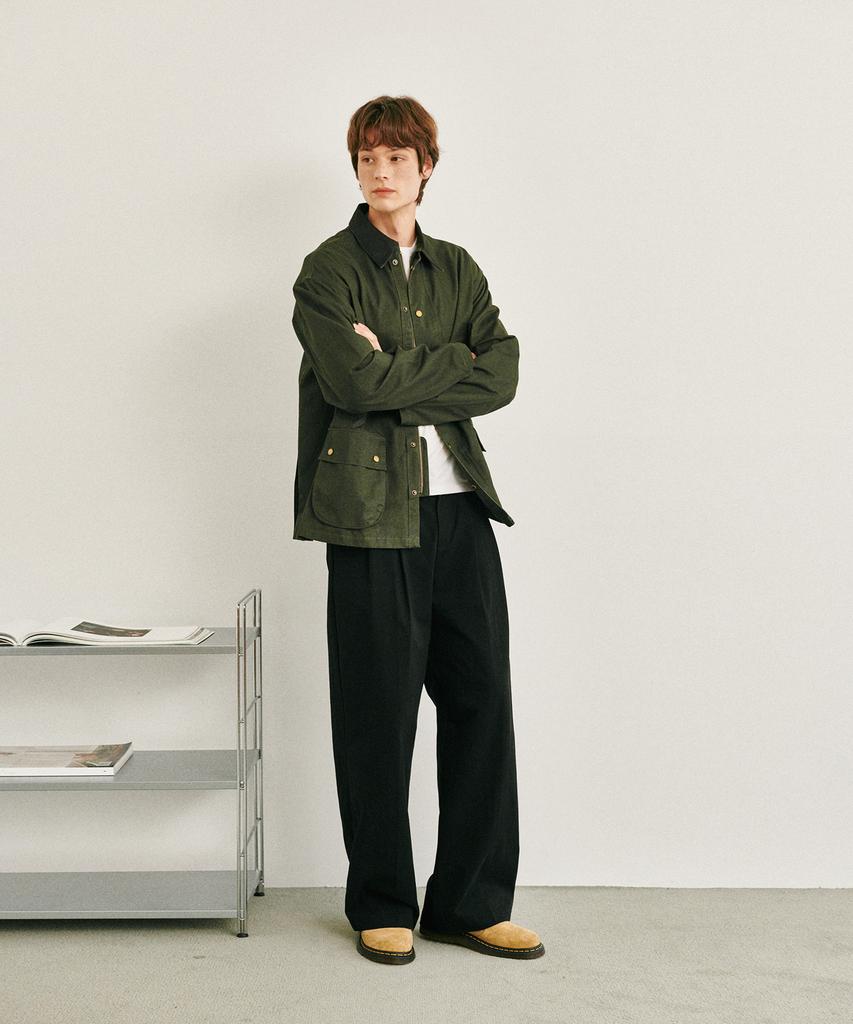 GLW Wide Two-Pleat Cotton Pants Black