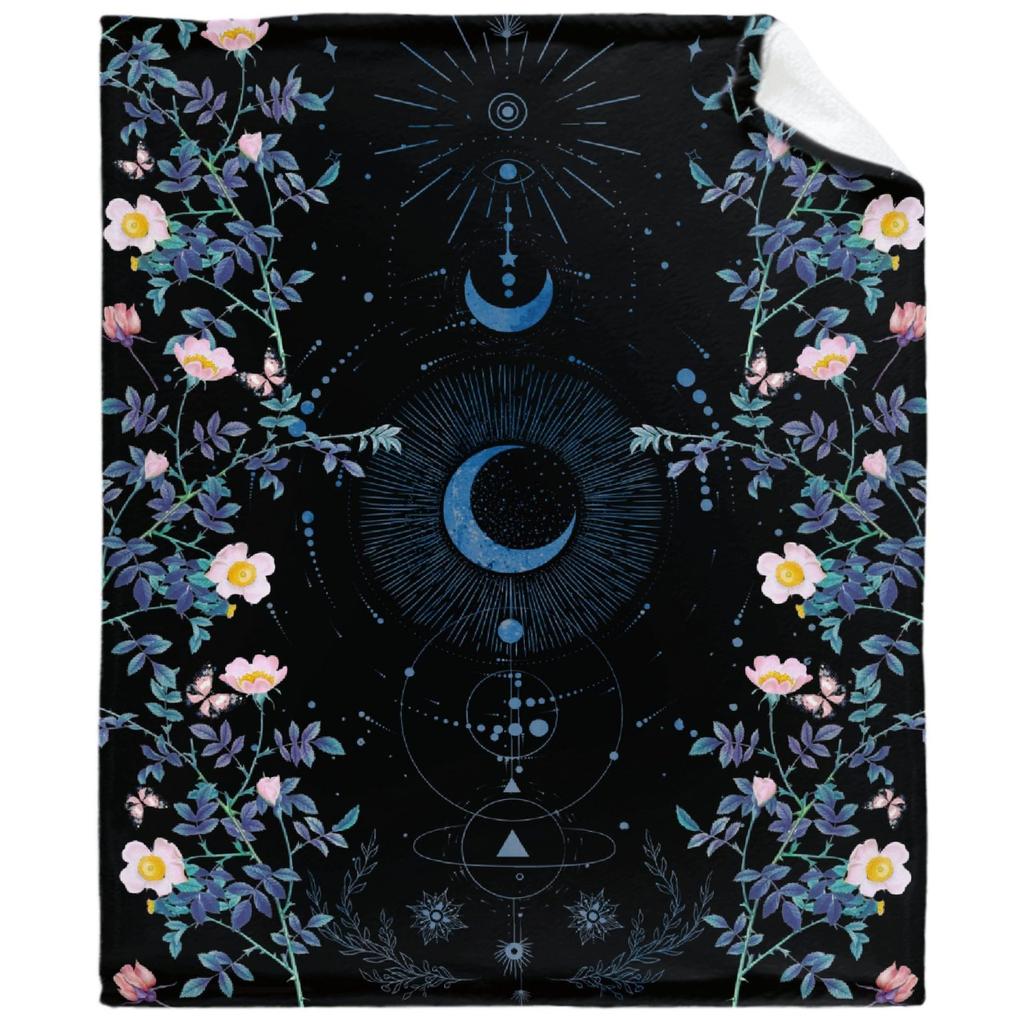 Moonlight Garden Blanket Grape Flower Surround Moon Star Flannel Blanket Bedroom Living Room Home Sofa Blanket