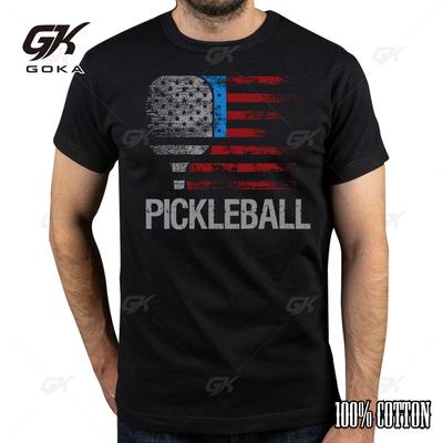 Pickleball Player Paddleball Lover Flag Graphic T-Shirts Men Clothing Summer  Short Sleeve Casual Tops Tees Streetwear