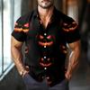Men's Fashion Casual Loose Halloween Printed Short Sleeve Shirt