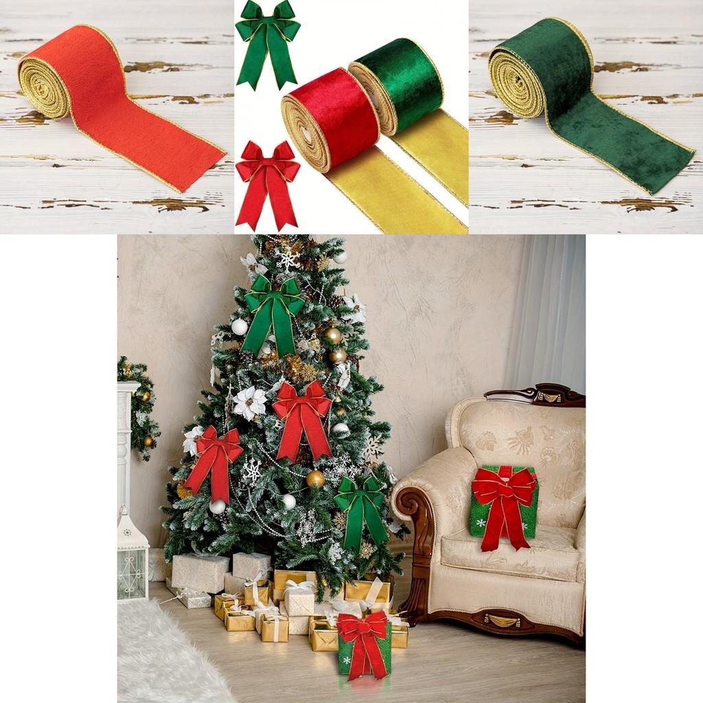 Christmas Decorative Polyester Ribbons In Rich Green And Red For Holiday Crafts