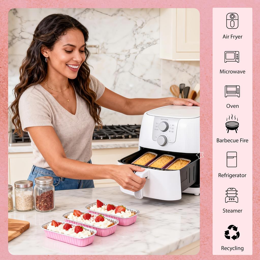 100Only Holds Mini Cake Baking Pans Spoon with Lid Rectangular Aluminum Foil Baking Pan Mini Cheesecake Box (6.8Ounce)