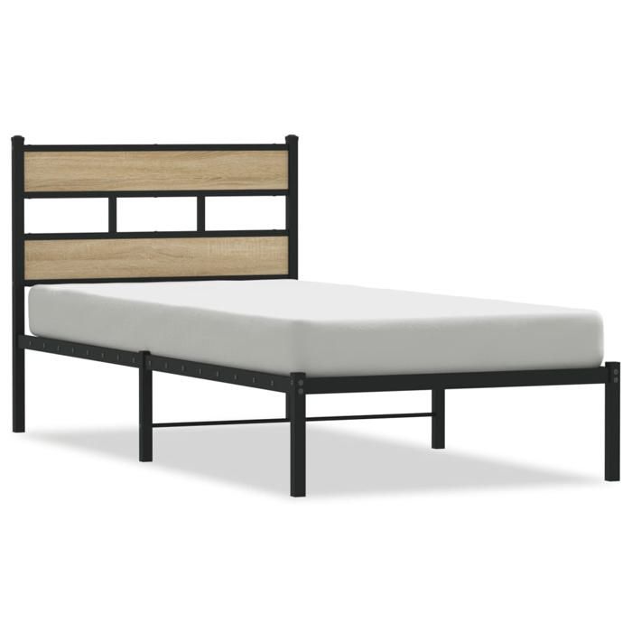 VidaXL Metal Bed Frames Without Mattress Sonoma Oak 75x190 Cm 4017092