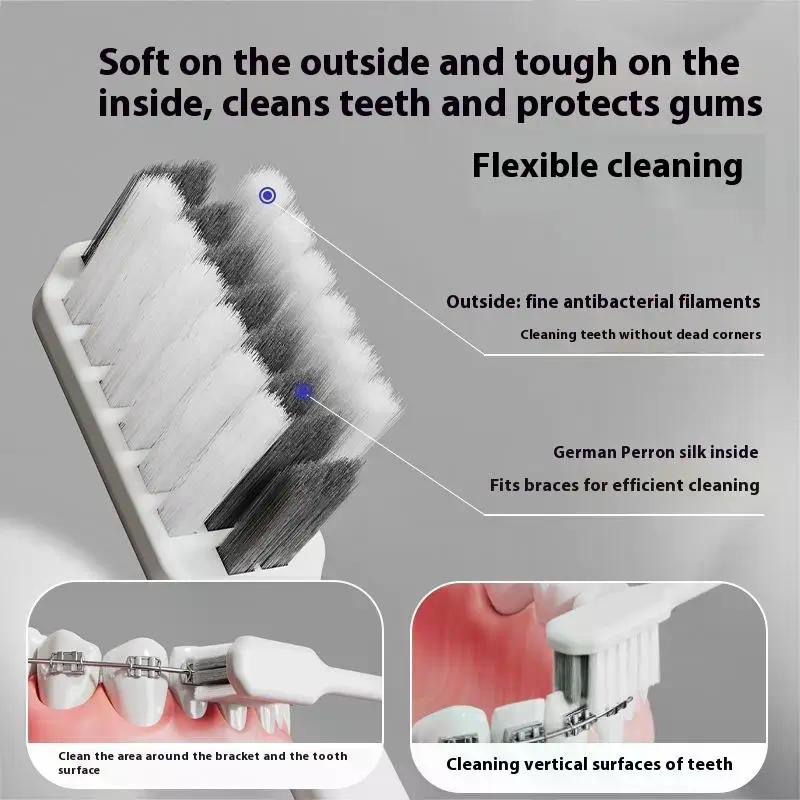 1pcs Toothbrush Clean Braces Dental Tooth Brush Ultra-Fine Soft Bristle Toothbrush Oral Care Removable Folding Storage Design