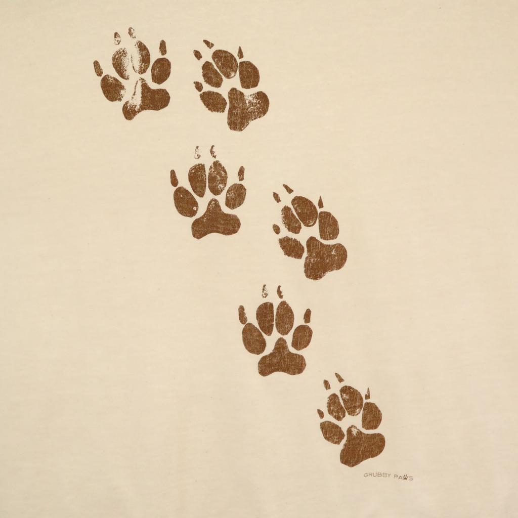 OLD 90s Footprint Short Sleeve T-shirt Cream Single Stitch Men's Used