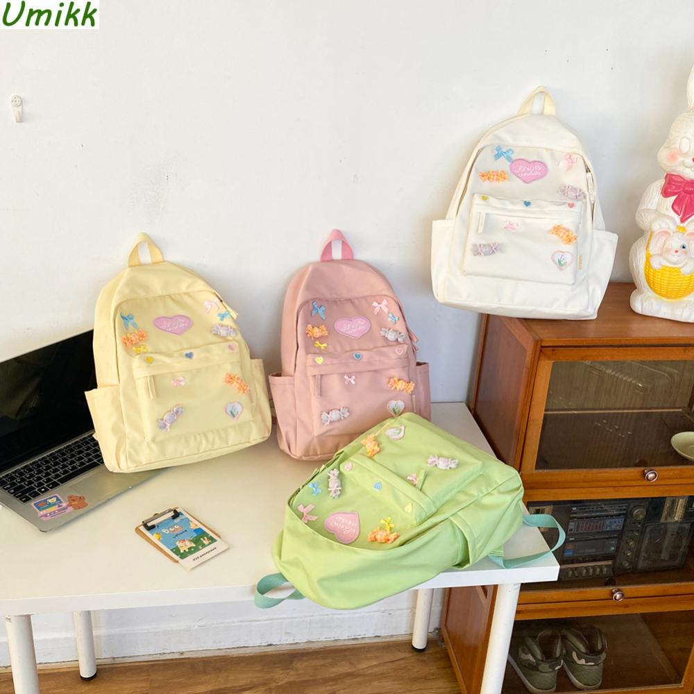 

Женский милый студенческий рюкзак большой емкости, простой рюкзак с бантом и конфетами, рюкзак для ноутбука на молнии, студенческий повседневный рюкзак