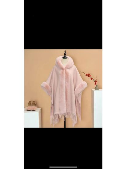 2024 Winter Elegant Loose Batwing Cloak: Fashionable Solid Color Short Shawl for Moms