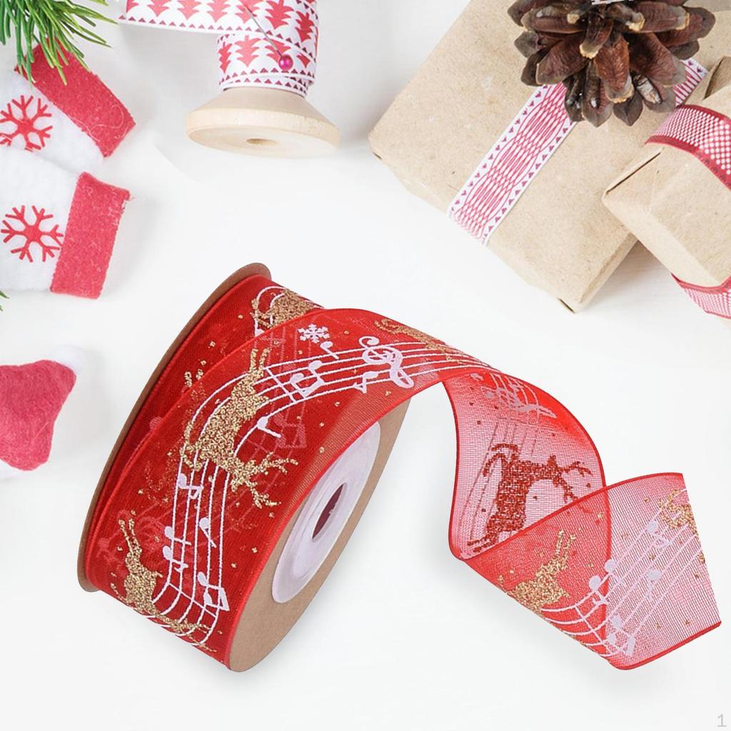Christmas Ribbon Gift Wrapping Patterned for Packaging