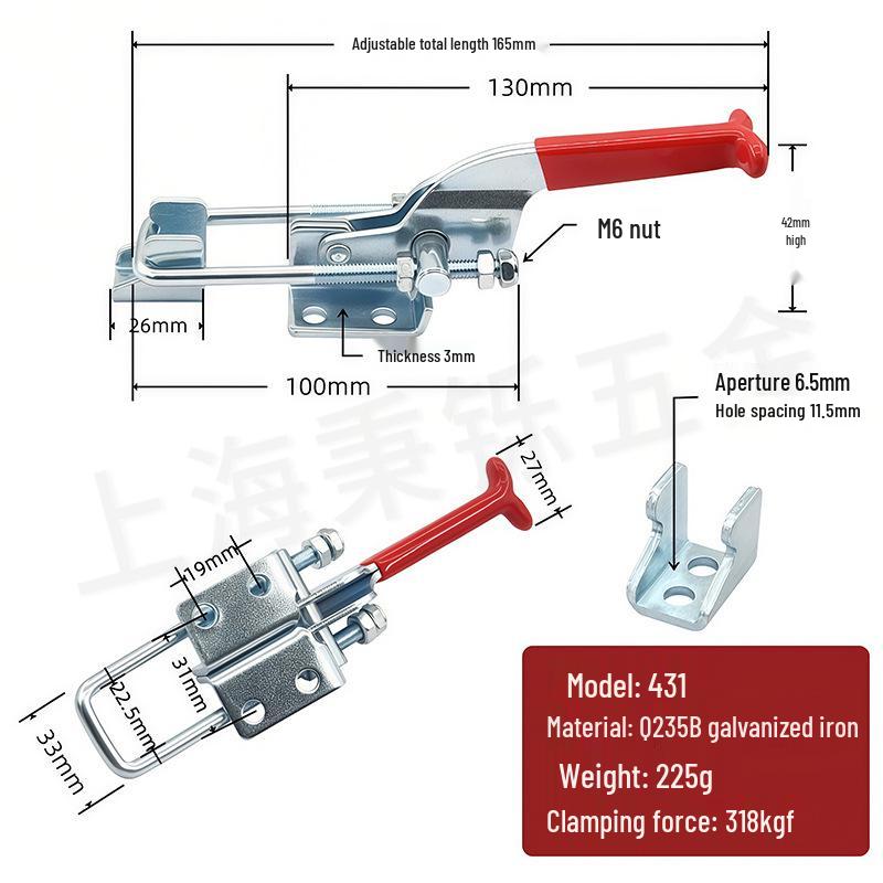 431 Galvanized Stainless Steel Bolt-Type Adjustable Buckle Clamp - Multi-Purpose Tool
