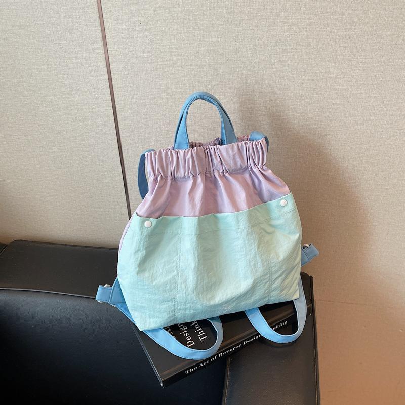 

Женская сумка новая универсальная холщовая сумка с надписью повседневная плиссированная на плечо кроссбоди рюкзак светло-синий