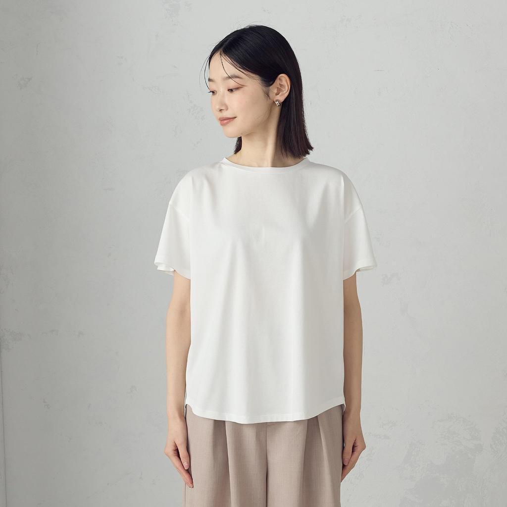 Comme Ca Ism Size Cool-Touch Back-Tuck T-Shirt, L, White, 12-68CK21-205