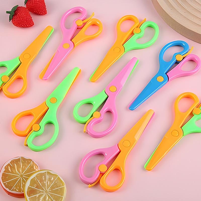 Kids  Safety Scissors: Anti-Pinch, Elastic, Plastic Scissors for Kindergarten Crafts and DIY Projects
