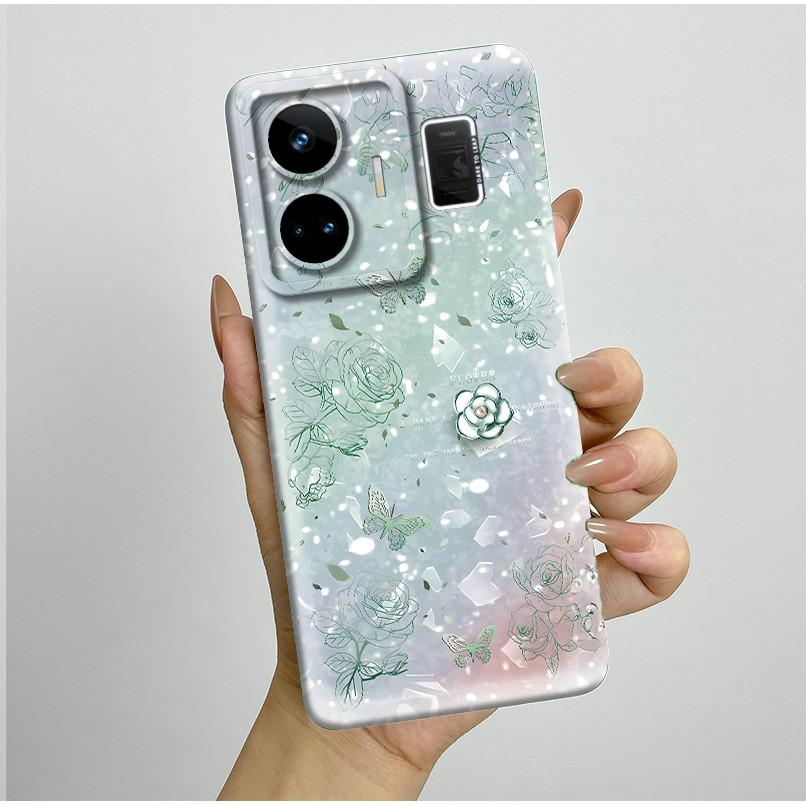 For Realme GT3 GT Neo 5 RMX3706 RMX3709 Case Aesthetic Pretty Butterfly Flowers Shockproof Silicone Soft Cover Protective Casing