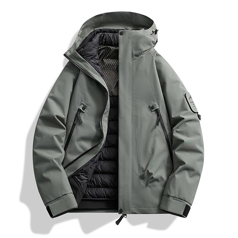 Three-in-one 90% Down Liner Men's and Women's Same Type Hardshell Jacket Windproof Waterproof Outdoor Warm Riding Clothing