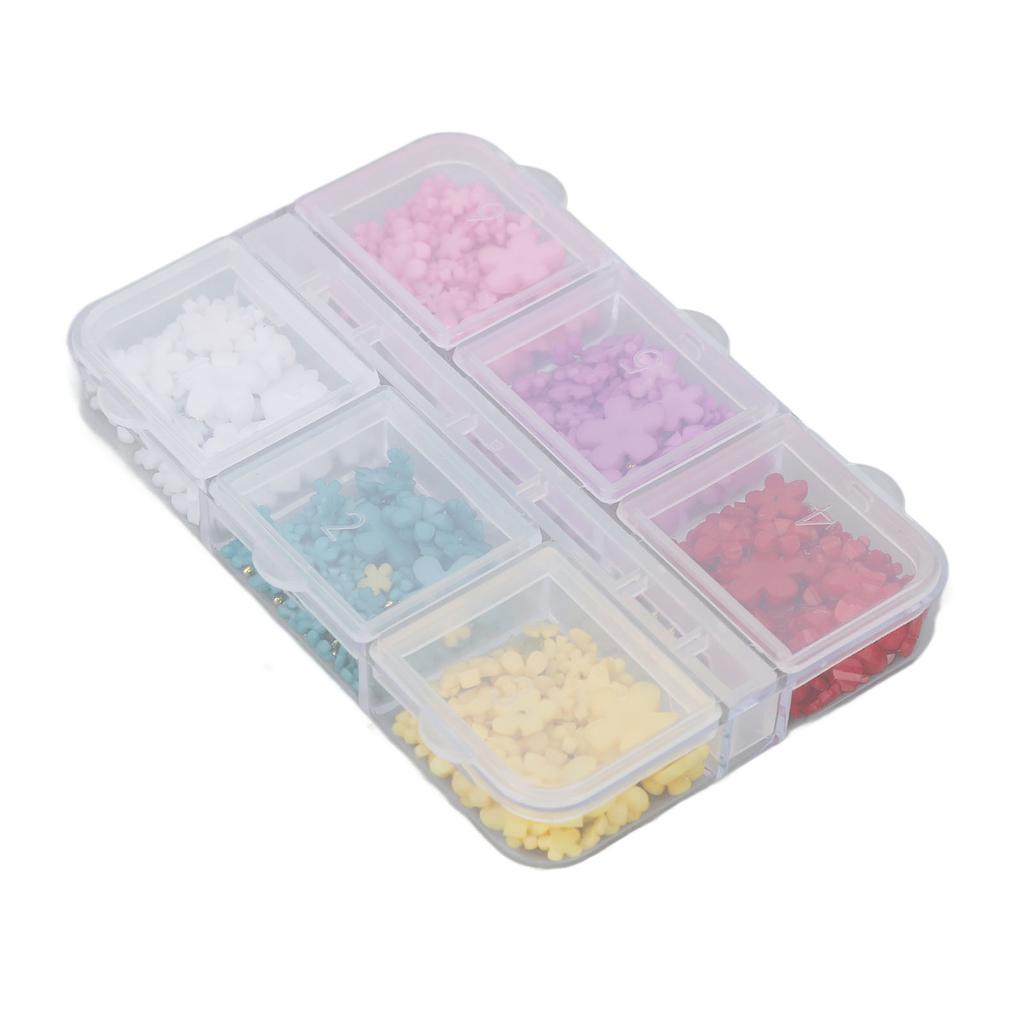 3D Flowers Nail Art Decorations 6 Colors Resin Nail Art Supplies for Home DIY Craft Nail Salons