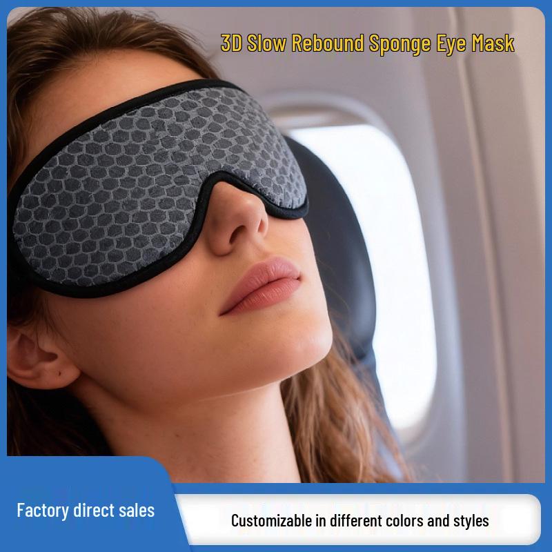 

3D Light-Blocking Eye Mask with Memory Foam for Deep Sleep and Comfort Matte Zipper Bag Packaging (1 unit)