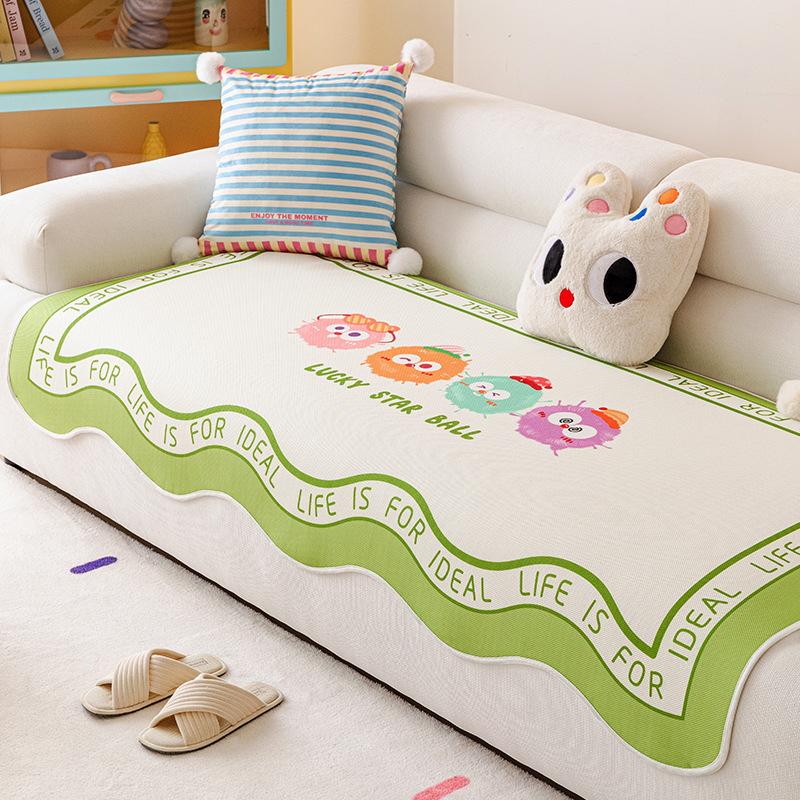 

Милый чехол на подушку дивана из ледяного шелка 2025 Новый летний коврик Коврик Летний Нескользящий Прямой Кожаный Коврик для дивана 30 * 50Cm waist pillowcase