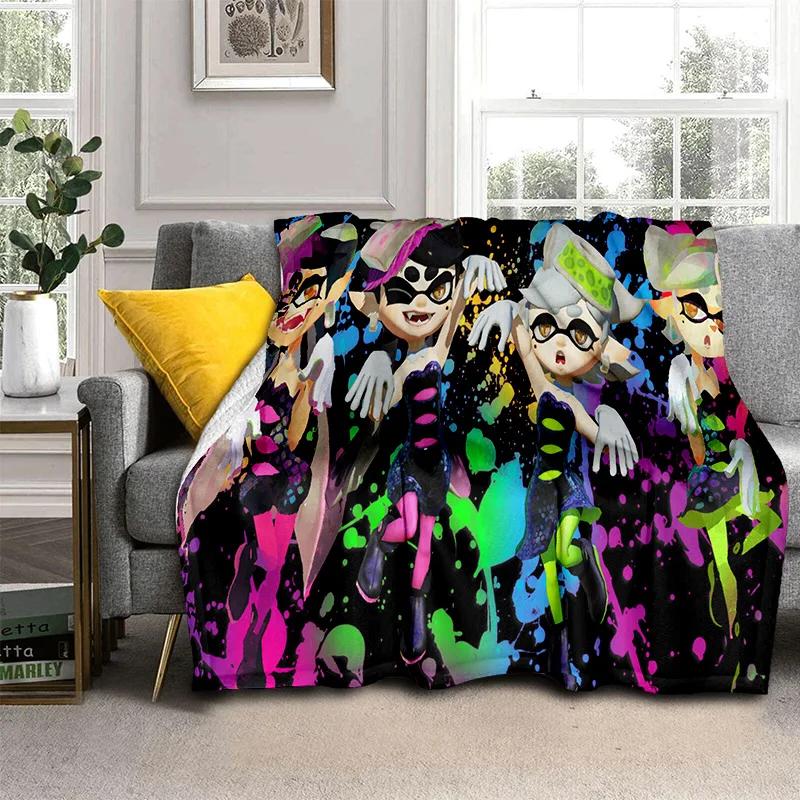 Cartoon PC Gamer 3D Games Splatoon Blanket,Soft Throw Blanket for Home Bedroom Bed Sofa Picnic Travel Office Cover Blanket Kids