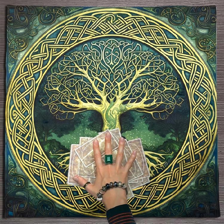Tree Pattern Astrology Tablecloth Altars Cloth Square Divinations Card Table Cloth Witchcrafts Deck Cloth Enduring