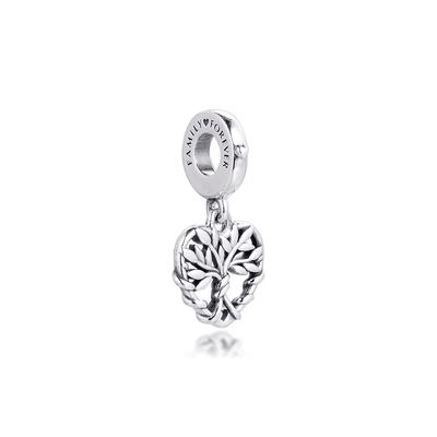 Fits Europe Bracelet 925 Sterling Silver Heart Family Tree Dangle Charms S925 Metal Beads for Jewelry Making
