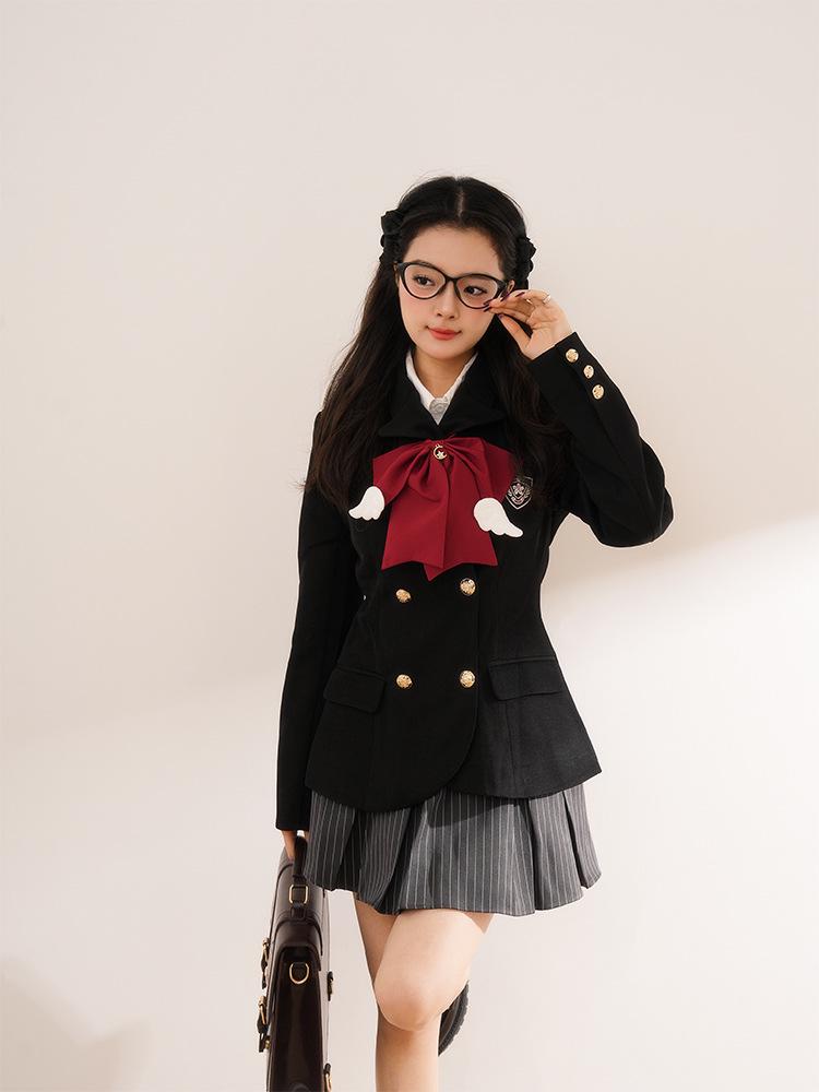 

Berlin Student JK Uniform Set: Autumn/Winter Long Sleeve Jacket & Sweet Pleated Skirt Extra Large