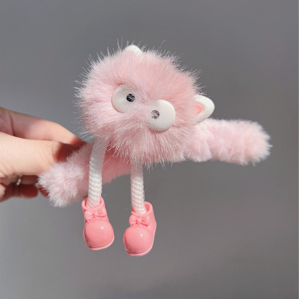 winter personality funny plush hairball grab clip cartoon long legs small coal ball hair grab girl cute hair accessories