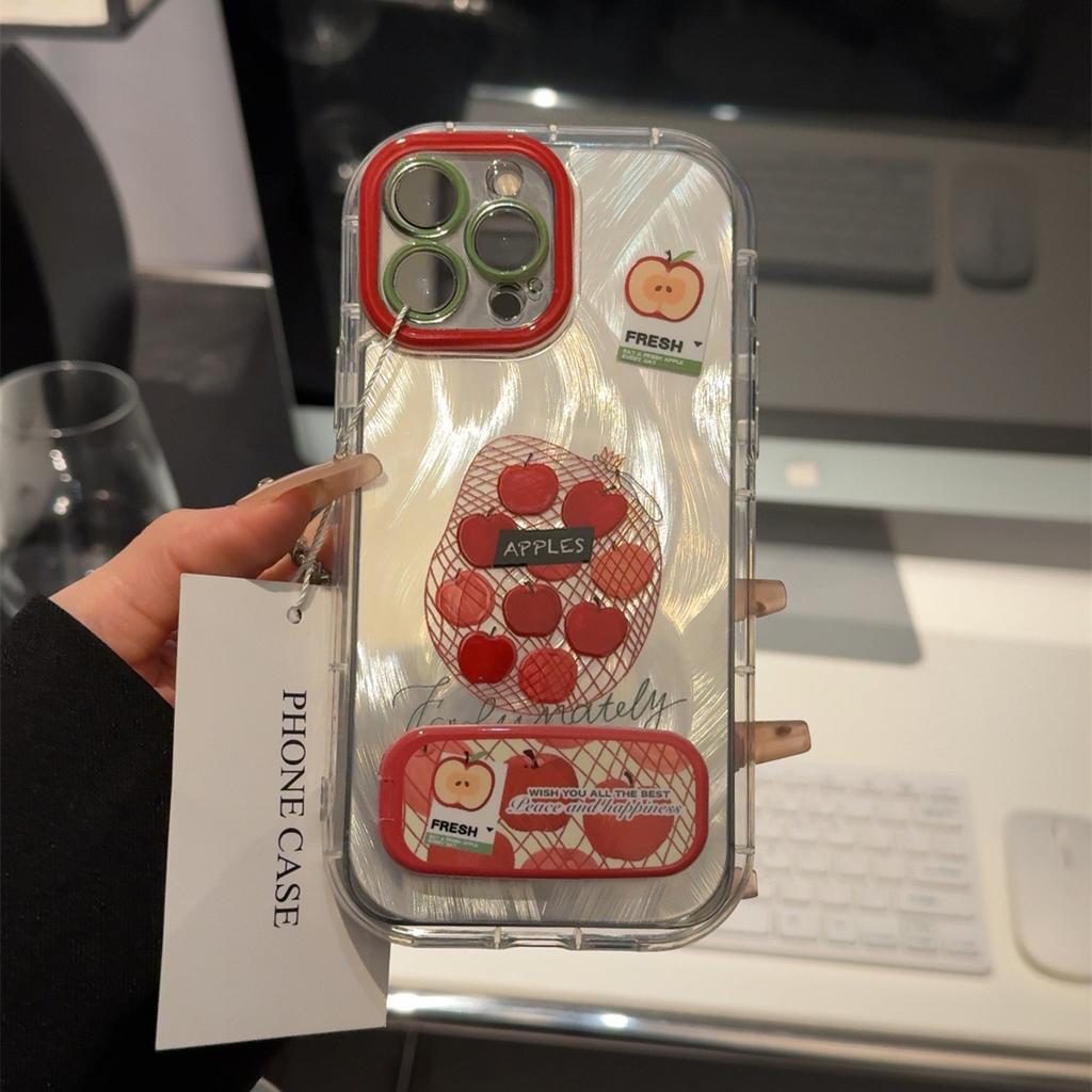 Netztasche Frucht für Apple 16 Feder Creme Handyhülle für IPhone15promax Cartoon 14/13 Persönlichkeit