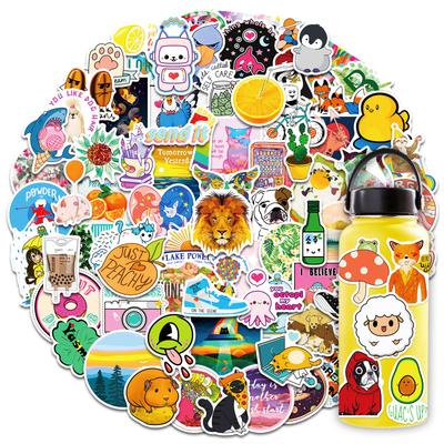 100 Small Fresh Stickers, Cute Cartoon Stickers Skateboard Guitar Luggage Removable Stickers