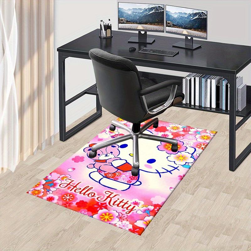 

1pc Hello Kitty Floral Pattern Office Carpet Under Chair Mat Gift Universal Desk Rug for Room Decorative Floor Covering Mats Anti-Slip Area 60cm by 90cm