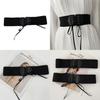 Fashionable Black Elastic Waist Belt For Women With Stylish Wide Ribbon Design