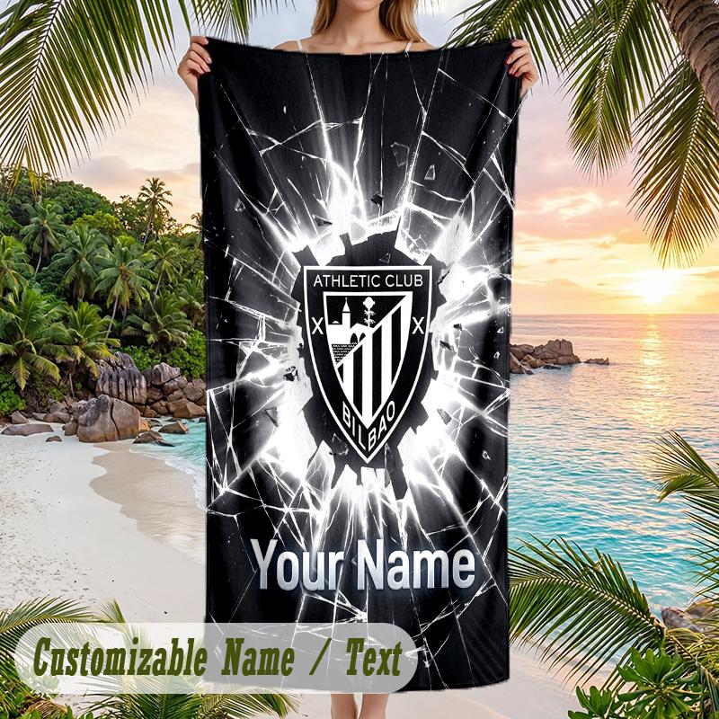 Beach Towel Athletic Bilbao FC Print Custom Name Text Soft Towel for Swimming Pool