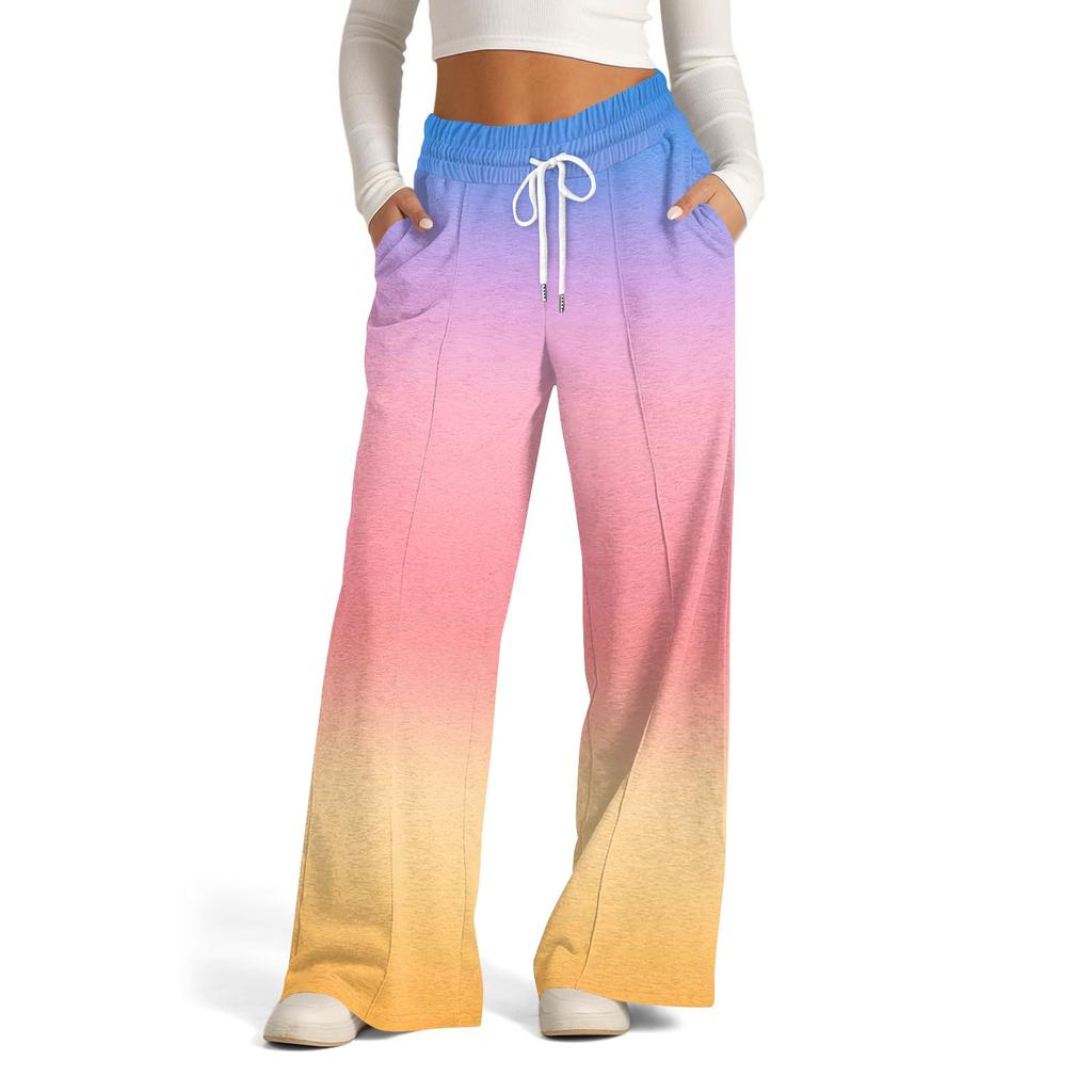 Women's Wide-leg Casual Pants High Waist Gradient Sports Pants