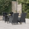 3156790 vidaXL Garden Dining Set 5 Pcs Dark Grey Wicker