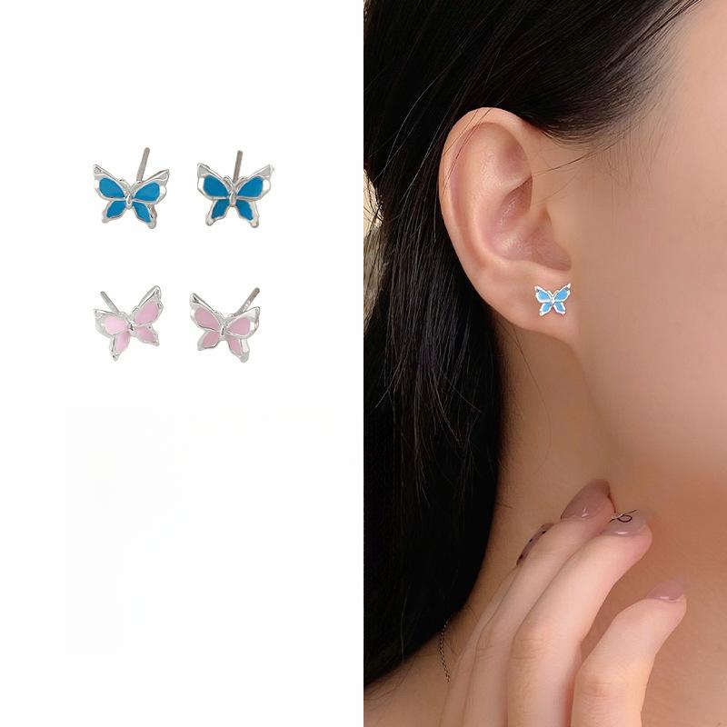Sweet Butterfly Earrings for Women with Versatile Simple and Niche Temperament Light Luxury High-end Earrings